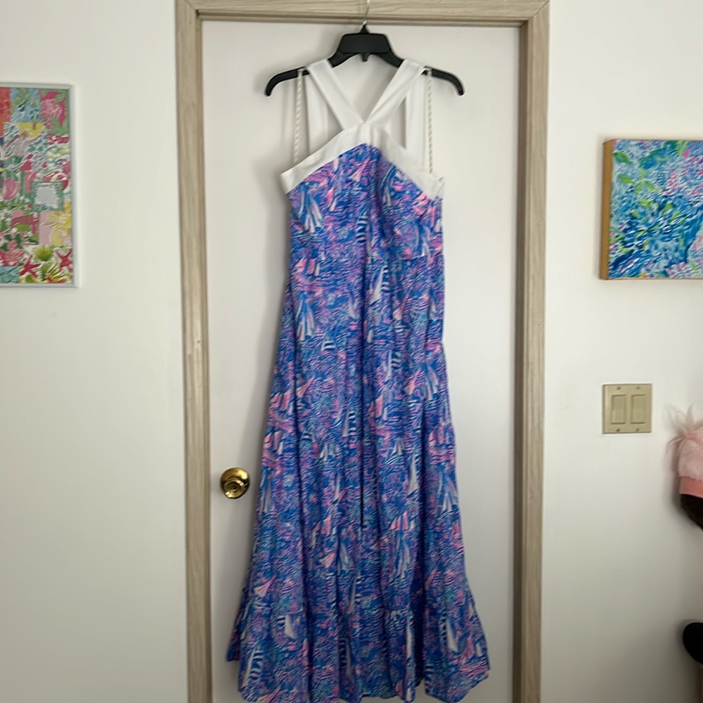 Lilly Pulitzer Jenette Cotton halter, Boca Blue It's A Sailabration